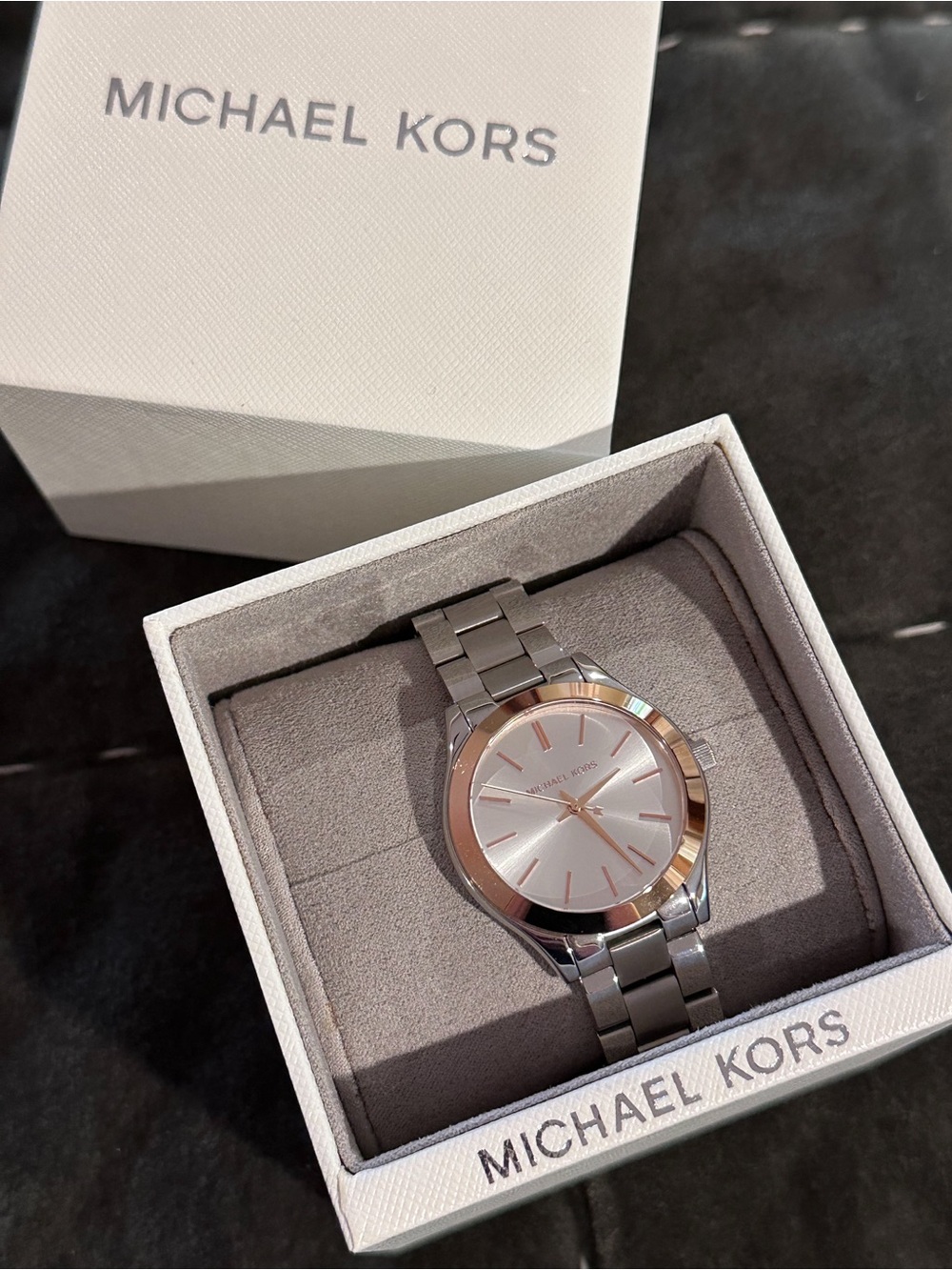 Michael Kors Two-Tone Silver and Rose Gold Bracelet Watch